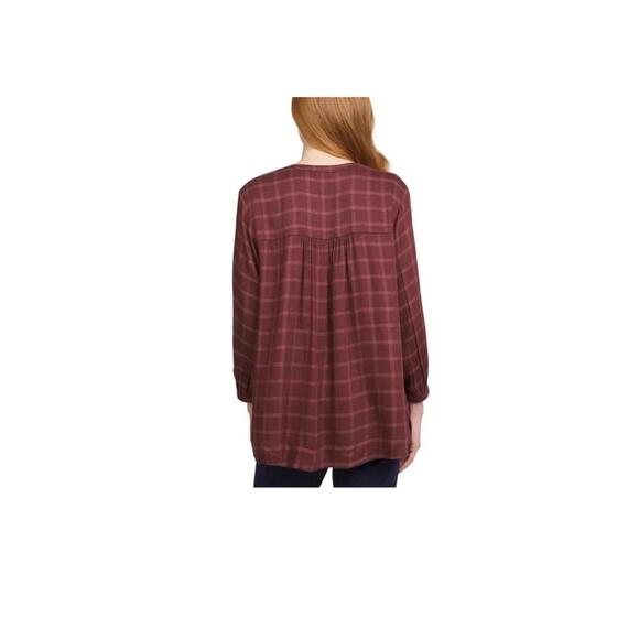 Wrangler Women's Plaid 3/4 Sleeves Lightweight  Blouse, Brown, Size. XL. AY - Picture 2 of 2